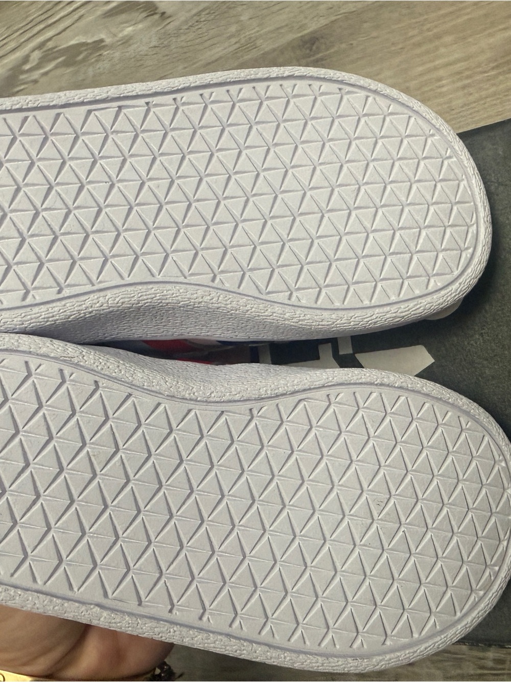 adidas Kids White Sneakers with Red & Blue Stripes NWT - Picture 4 of 6